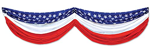 Beistle Stars and Stripes Fabric Bunting, 5-Feet 10-Inch, Red/White/Blue