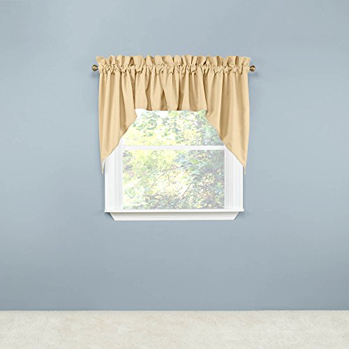 Belle Maison Renaissance Home Fashion Emmett 3-Piece Lined Swag Set, 102 x 36, Sand, 102" X 36"