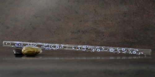 Hall Crystal Flutes 11916 - Inline Glass Flute in F - Blue Delft
