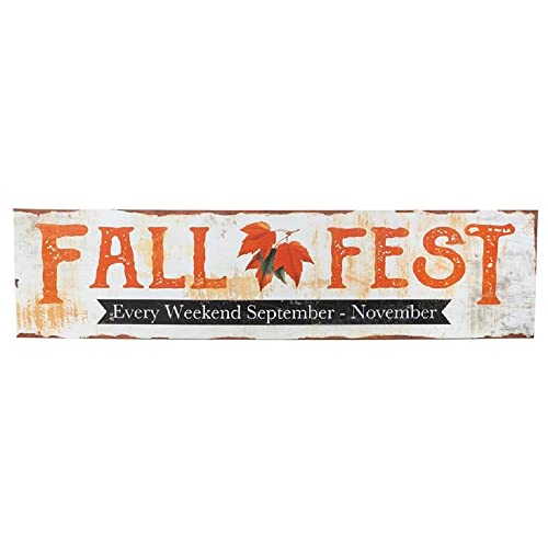 Blossom Bucket Metal Fall Fest Sign, 31.50-inch Length