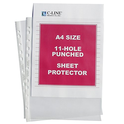 C-Line Size A4 Sheet Protectors, Standard Gauge, 8.25 x 11.75 inches, 50 per Box (08037)