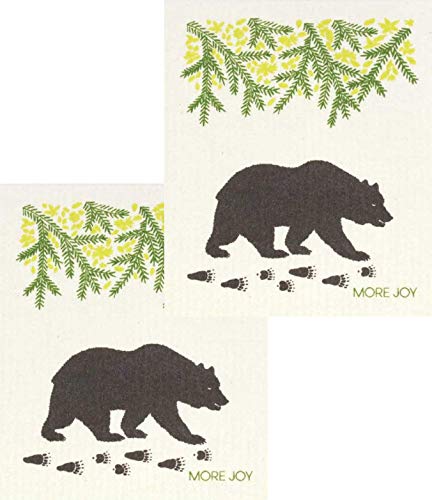 North Ridge Marketing More Joy - Eco-Friendly Swedish Dishcloths, Pack of 2 Black Bear