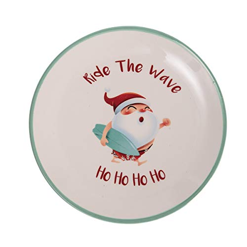 Beachcombers B22791 Ride the Wave Santa Plate, 8-inch Diameter