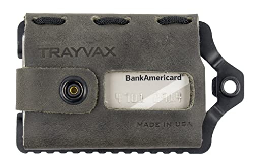 Trayvax Element Wallet, 4.5-inch Length, Steel Gray, Stainless Steel and Leather, For Everyday Use, Card, Money Holder
