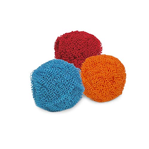 HIC Harold Import Co. Scouring Pad and Dish Scrubbers, Scratch Resistant and Non-Stick, Set of 3, Assorted