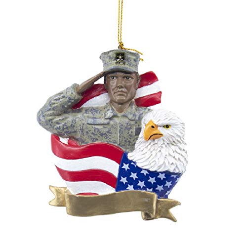 Kurt Adler AM2204 U.S. Army African American Soldier Hanging Ornament, 4-Inch Height, Resin