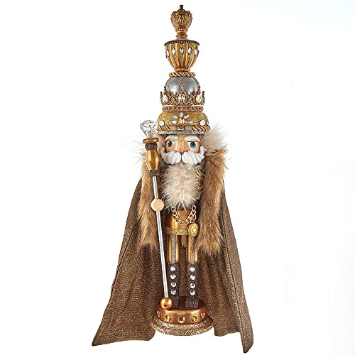 Kurt Adler Hollywood Nutcrackers Hollywood Gold with Fuzzy Cape King Nutcracker, 17.5-Inch