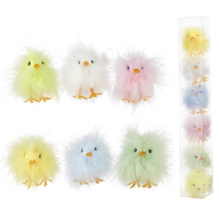 RAZ Imports Boxed Assorted Fluffy Chicks, 3 inches, Box of 6