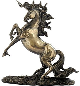 Unicorn Studio 12.25 Inch Rearing Unicorn on 2 Feet Bronze Color Statue / Figurine