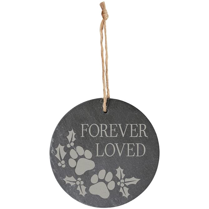Carson Home Accents Forever Loved Slate Hanging Ornament, 4-inch Diameter