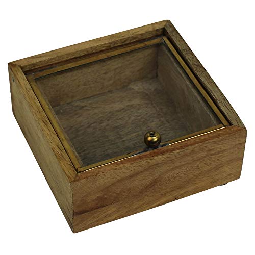 HomArt 4333-14 Sibella Box, Wood and Brass, 4-inch Length, Small