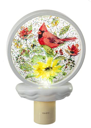 Ganz Cardinal Shimmer LED Disk Night-Light, Acrylic and Electrical, 4.25 Inches Width, 2.38 Inches Depth, 6.25 Inches Height, Multicolor