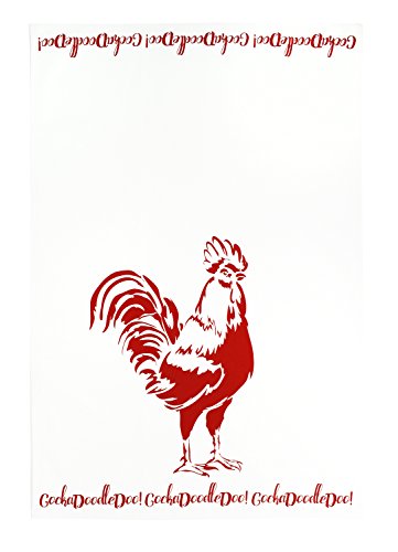 MUkitchen 100% Cotton Oversized Designer Kitchen Towel, Red Rooster - 20 x 30 inches