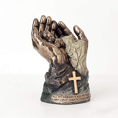 Unicorn Studio Veronese Design 4 1/2" Tall Cold Cast Resin Antique Bronze Finish Resting Baby in Lord's Hands Statue Figurine