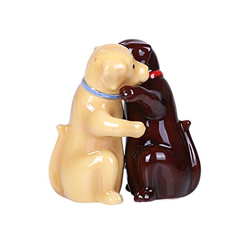 Pacific Trading Giftware Hugging Labradors Magnetic Ceramic Salt and Pepper Shakers Set
