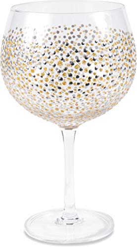 Pavilion - Silver & Gold Polka Dots - 24 Oz Hand Decorated Wine Glass