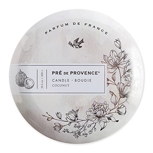 European Soaps Pre de Provence Heritage Home Fragrance Collection Gentle Ambiance, 3 Wick Candle, 10.5 oz, Coconut