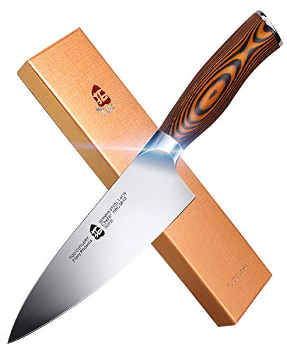 TUO Cutlery Chef Knife- Kitchen Chefs Knife - High Carbon German Stainless Steel Cutlery - Rust Resistant - Pakkawood Handle - Luxurious Gift Box Included - 6 - Fiery Phoenix Series