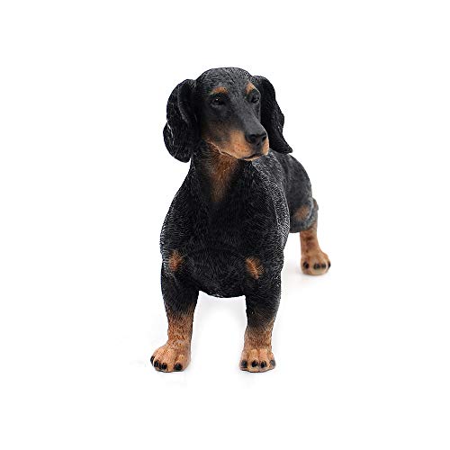 Comfy Hour Doggyland Collection, Miniature Dog Collectibles 7 Standing Dachshund Dog Figurine, Realistic Lifelike Animal Statue Home Decoration, Black, Polyresin