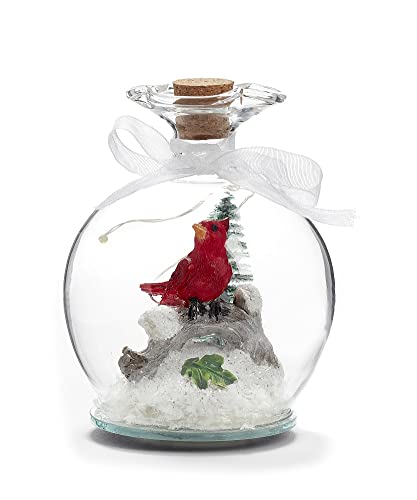 Giftcraft 682402 Christmas LED Christmas Orb, Cardinal, 4.13 inch, Glass and Resin