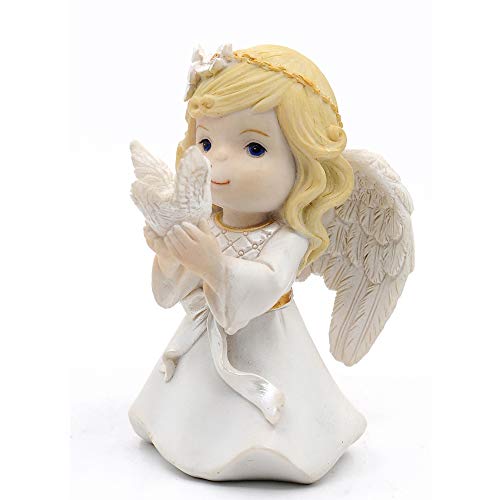 Comfy Hour Praying Girl Communion Collection Kneeling Girl Angel and Peace Dove Figurine Keepsake My First Communion, Polyresin