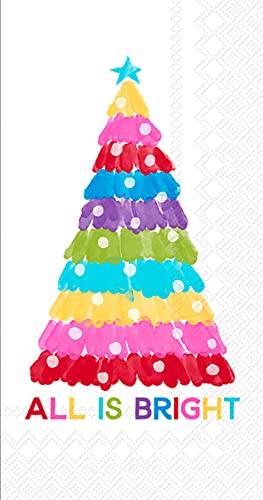 Boston International IHR 3-Ply Guest Towel Buffet Winter Holiday Christmas Paper Napkins, 16-Count, Jolly Tree