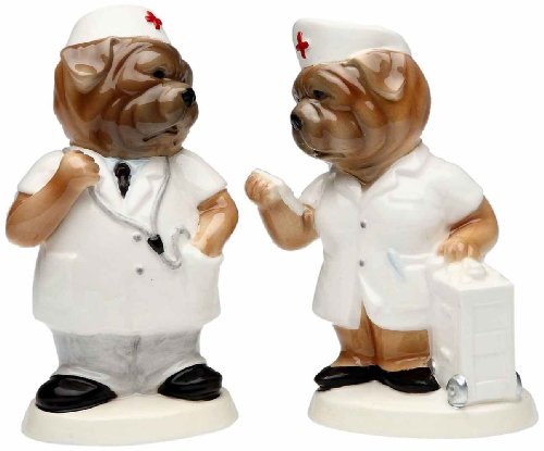 Cosmos Gifts Appletree Design Who Let the Dawgs Out Hospital Salt and Pepper Set, 3-5/8-Inch, 3-3/4-Inch