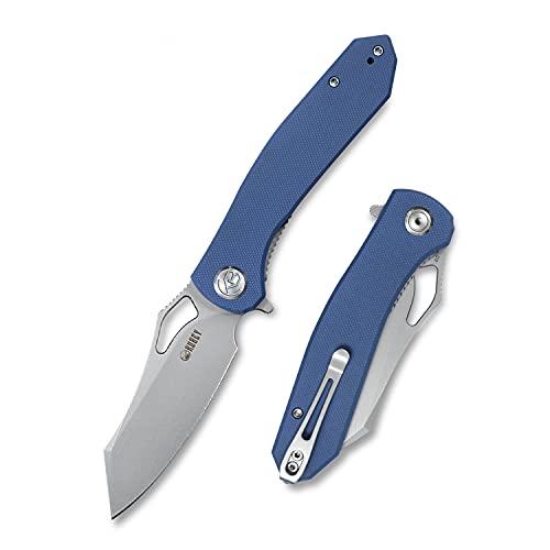 Kubey Vargant KU310 Gentlemans Everyday Carry, 7.87" Pocket Folding Knife with D2 Blade and G10 Handle with Reversible Deep Carry Clip Good for Edc Outdoor Hiking and Hunting (Denim Blue)