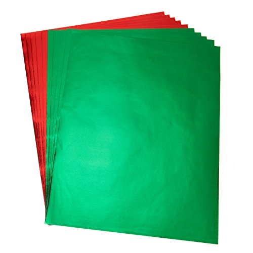 Hygloss Products, Inc Metallic Foil Paper 10 x 13 Inches, Red and Green Sheets, 5 of Each Color, 10" x 13"