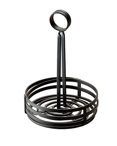 American Metalcraft - FWC69 FWC89 Round Wrought Iron Condiment Rack Basket with Display Handle, 8-Inch, Black