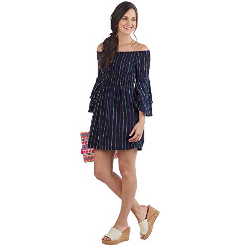 Mud Pie Desi Navy Off-The-Shoulder Dress