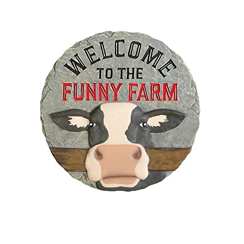 Carson Home 12724 Welcome to The Funny Farm Garden Stone, 8.25-inch Diameter, Resin