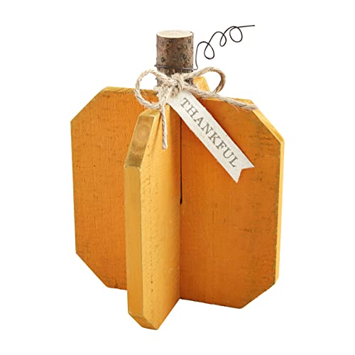 Mud Pie Wood Pumpkin, 9 1/2" x 7 1/2" Dia, Medium