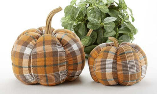 Delton Pumpkin, 6.7-inch Height, Orange Plaid