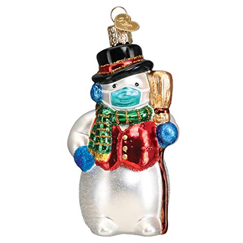 Old World Christmas Ornaments Snowman with Face Mask Glass Blown Ornaments for Christmas Tree
