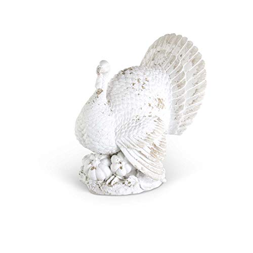 K&K Interiors 41253A-WH 17 Inch Resin Distressed Whitewashed Turkey
