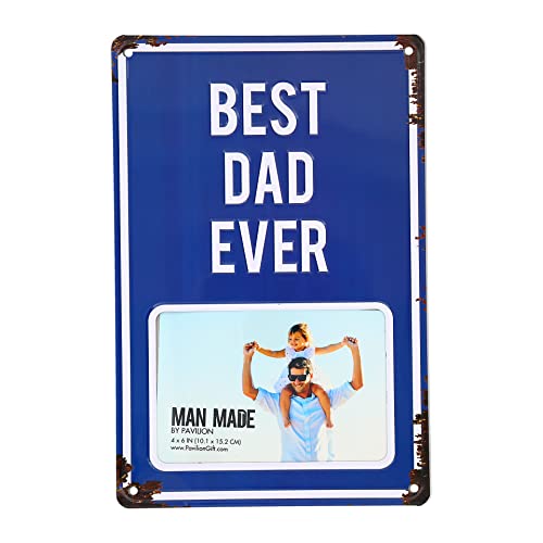 Pavilion Gift Company Pavilion-Best Dad Ever-8" x 11.75" Tin (Holds 6" x 4" Photo) Picture Frame, 8 x 11.75, Blue