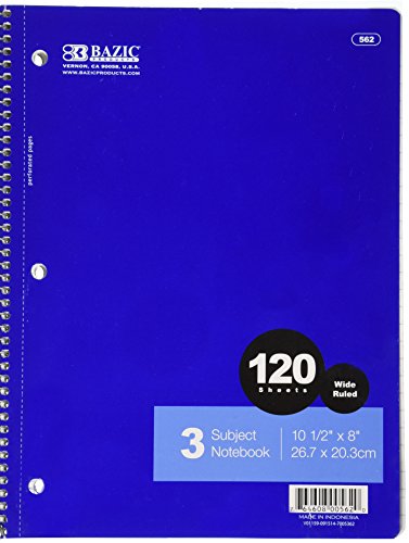 BAZIC W/R 120 Ct 3-Subject Spiral Notebook