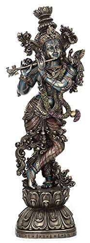 Unicorn Studio Veronese 30" Large Beautiful Lord Krishna Playing Flute Statue Sculpture - Hindu God of Love and Divine Joy