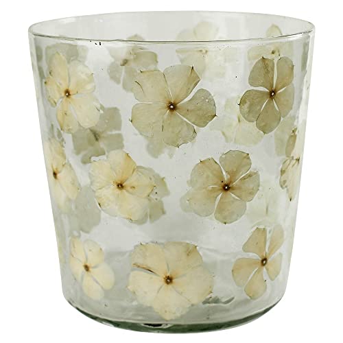 HomArt Medium Enameled Flower Hurricane, 5-inch Height, Glass