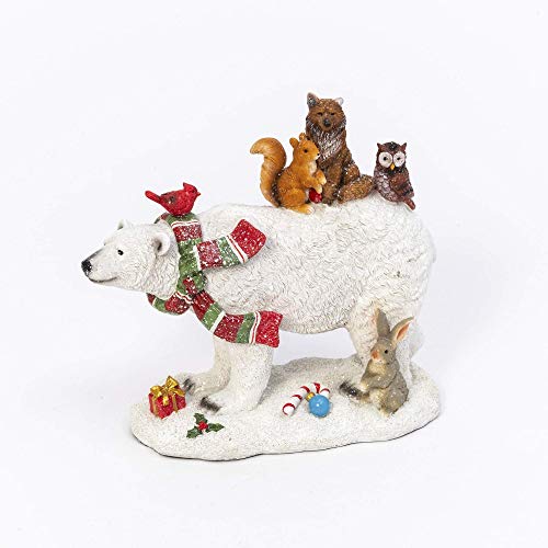 Gerson 2533530 Resin Polar Bear with Animals, 10.8-inch Height