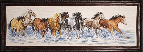 Design Works Crafts 2499 Splashdown Horses Counted Cross Stitch Kit, 8" x 22", Various