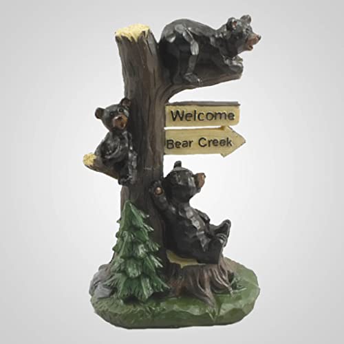 Lipco Welcome Bear Creek in Tree Figurine, 6-inch Height, Polyresin