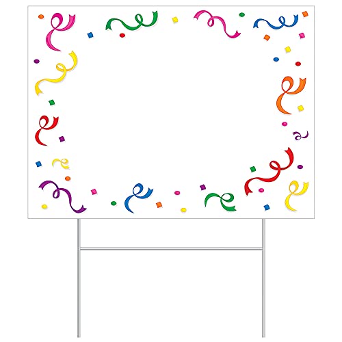 Beistle Plastic Blank Yard Sign Birthday Party Outdoor Lawn Decorations, 11.5" x 15.5", Multicolored