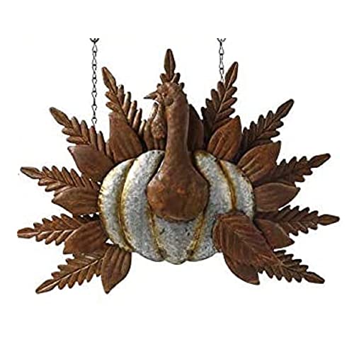 K&K Interiors 41138A-AR 13.5 Inch Tin Turkey w/Rusty Tail Arrow Replacement, Orange