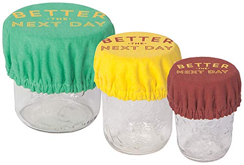 Now Designs Better The Next Day Save It Reusable Cotton Mini Bowl and Jar Covers 3.5 inches, 4.5 inches and 6.5 inches, Set of 3