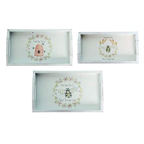 Transpac A5326 MDF Honey Bee Serving Trays, Set of 3