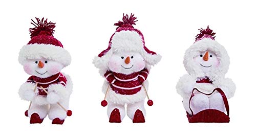 Transpac Y6758ZU Playful Snowman Figurine, Set of 3, Foam and Fabric