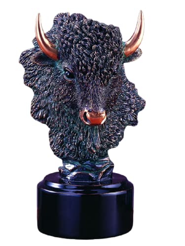 Marian Imports Bronze Buffalo Head Resin Sculpture Statue 6" W X 10" H NEW