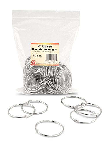 Hygloss Products Book Rings ‚Äì 2 Inch Silver Steel Metal Binder Rings, 50 Pack